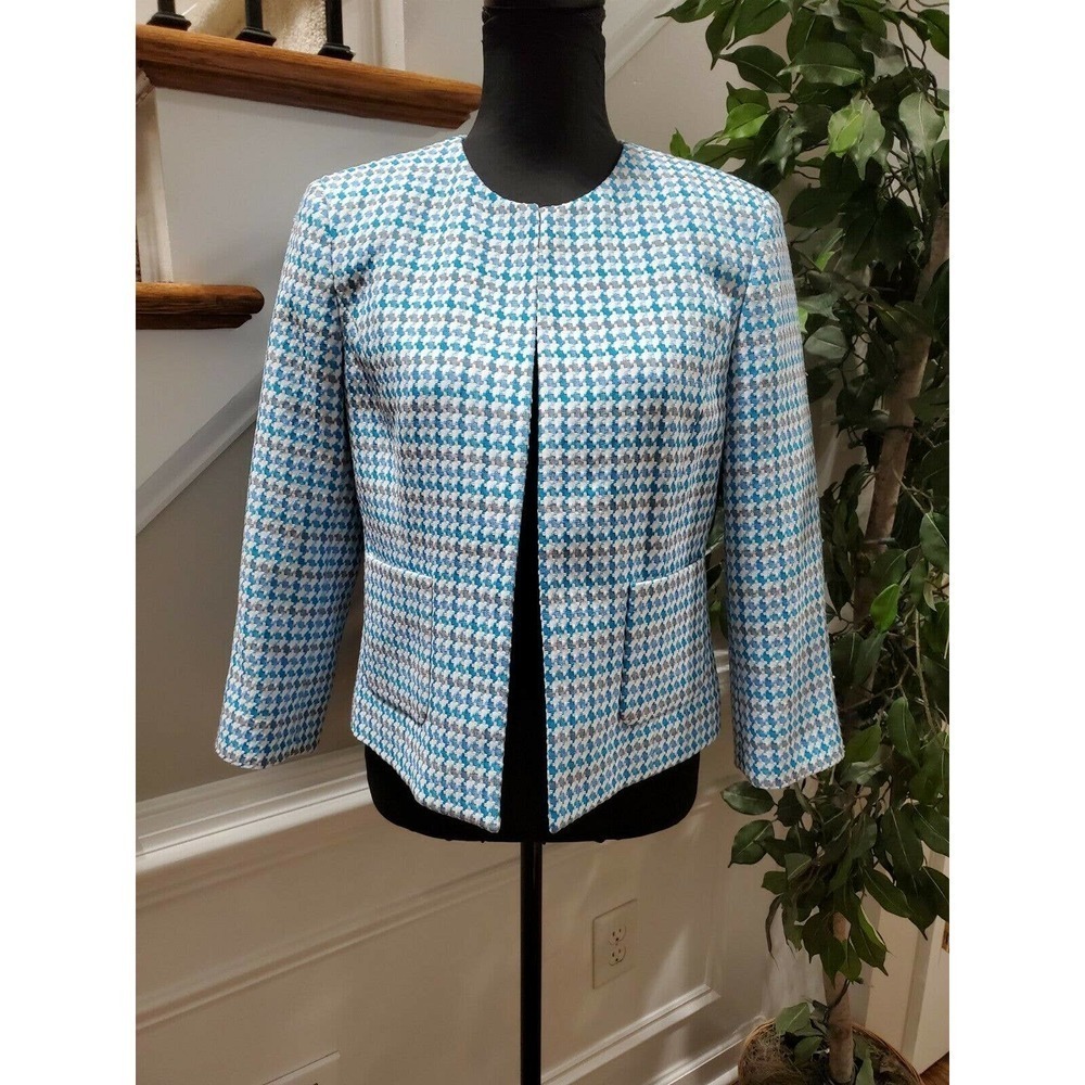 Kasper‎ Womens Multicolor 100% Polyester Long Sleeve Open Front Casual jacket